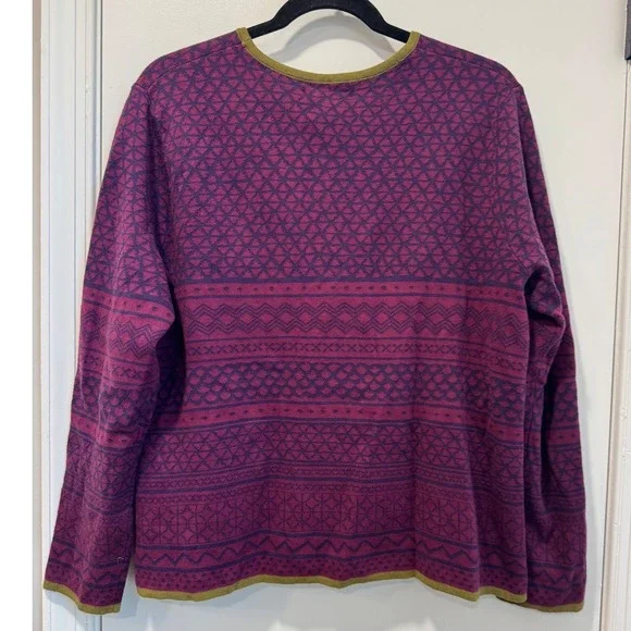 Gudrun Sjoden Purple Geometric Floral Embroidered Cardigan Sweater Size L - Picture 3 of 8